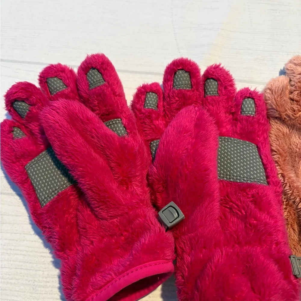 The North Face Vibrant Pink and Soft pink Fleece Gloves